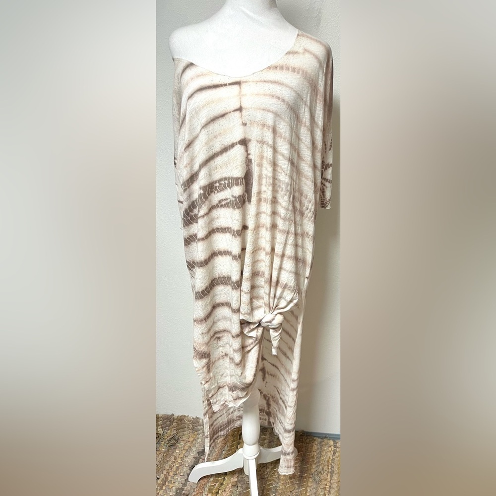 Free People Shimmering Beige & Brown
Tones Shirt Dress Boho Minimalist NWOT